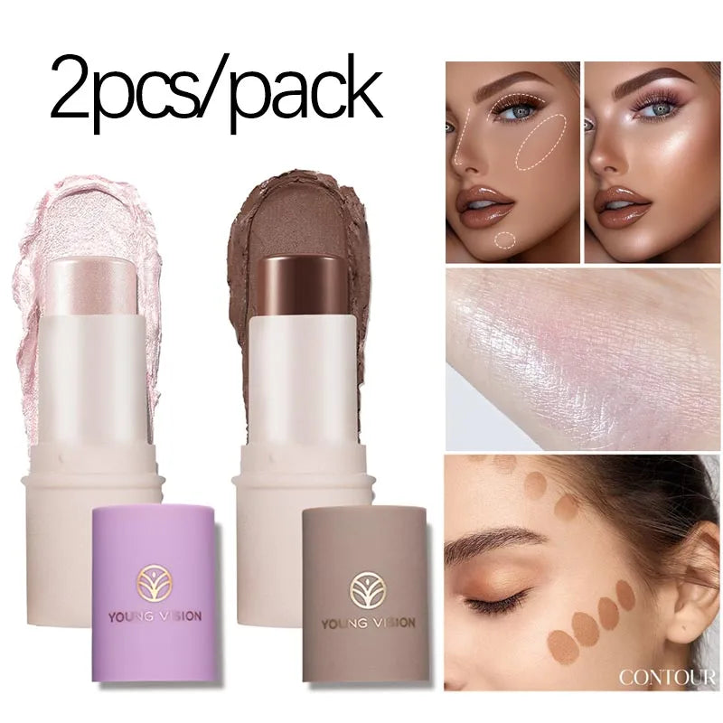 LANGMANNI Tri-Color Multi-Functional Face Brightening Contour Stick Contour & Brightening Skin-Perfecting Stick