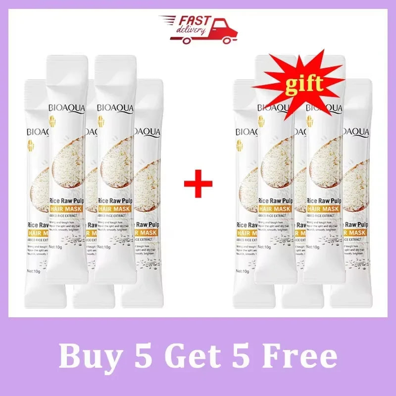 Rice Magical Keratin Hair Mask 5 Seconds Repair Damaged Frizzy Hairs Soft Smooth Shiny Moisturizing Nourish Hair Root Care