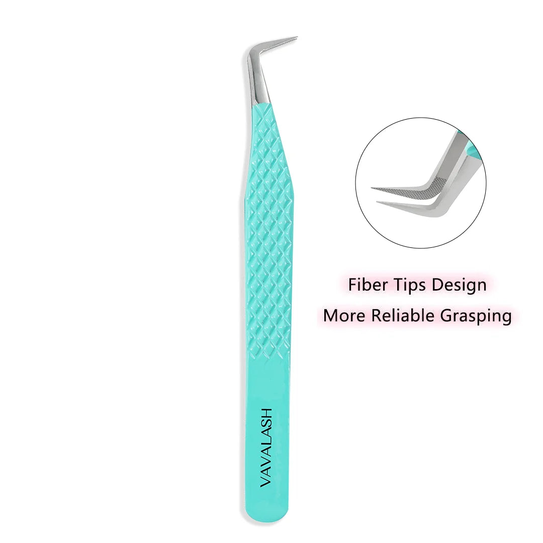 VAVALASH Anti-Slip Tweezers High-Density Stainless Steel Fiber Tip for Eyelash Extensions Eyebrow Professional Precision Makeup