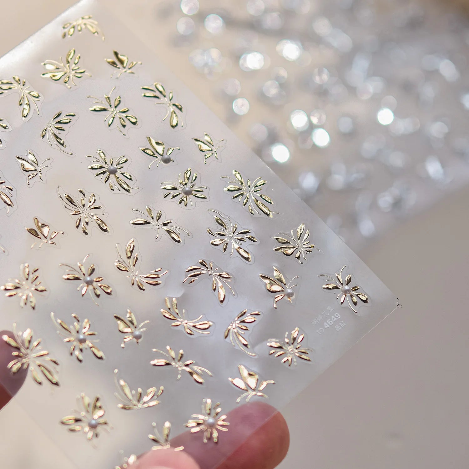 1pcs 5D Glitter Jasmine Flower Nail Stickers Kawaii Embossed Flower Self-Adhesive Nail Art Decorations Decal Manicure Tools DIY