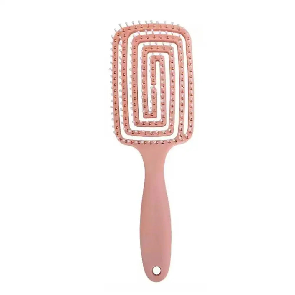 Hollow-Out Curved Detangling Brush – Volumizing Styling Brush with Rounded Tips, Scalp Massage & Blow-Dry Design for High Crown