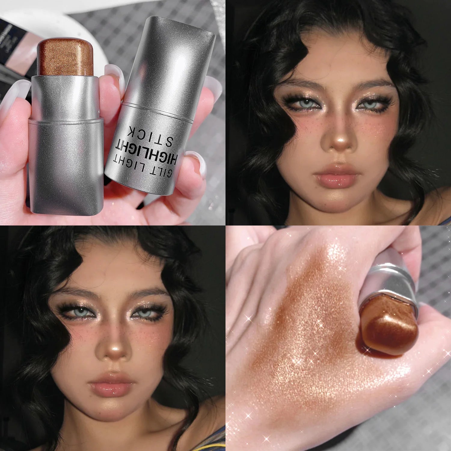 Clear highlighter stick, pearlescent fine shimmer, facial watery skin, natural contouring, brightening light and shadow highligh