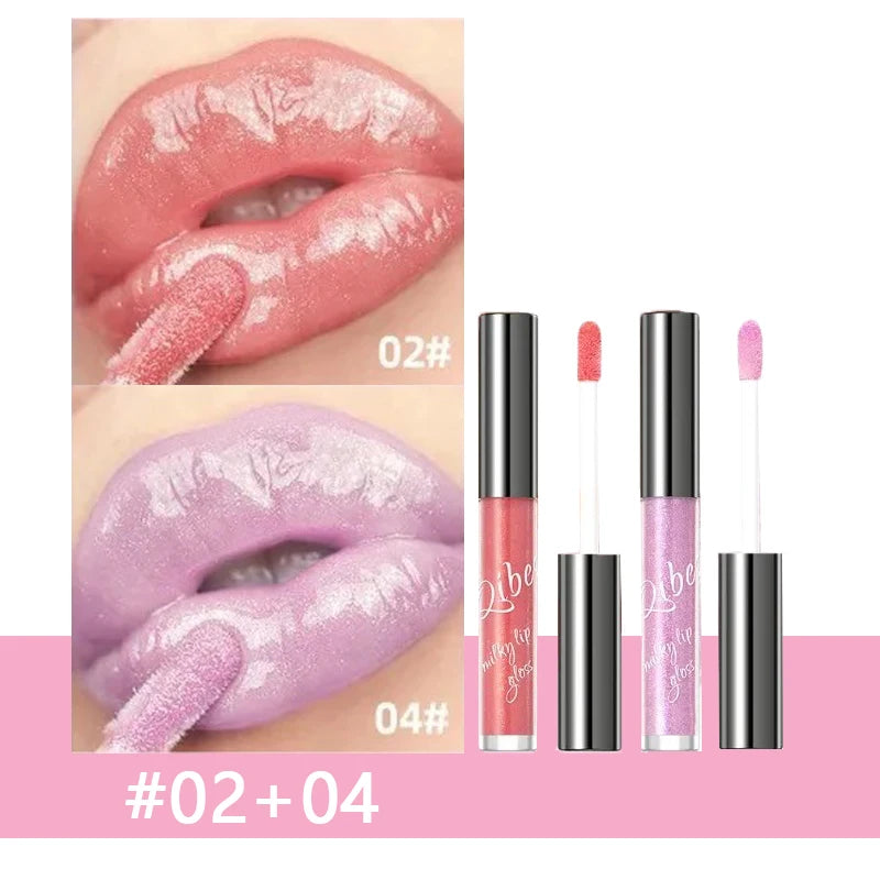 Shimmering Taro Purple Lip Gloss Moisturizing Plumping Gold Sparkle Lip Gloss Glassy Jelly Shine Liquid Lipstick for Sexy Makeup