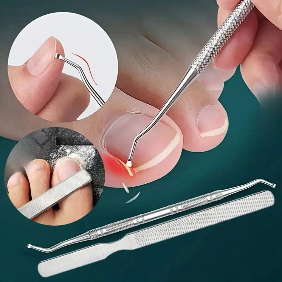 2 Pcs Premium Nail Files - Stainless Steel Ingrown Toenail Lifter, Essential for Professionals & Hobbyists, Shaping & Polishing