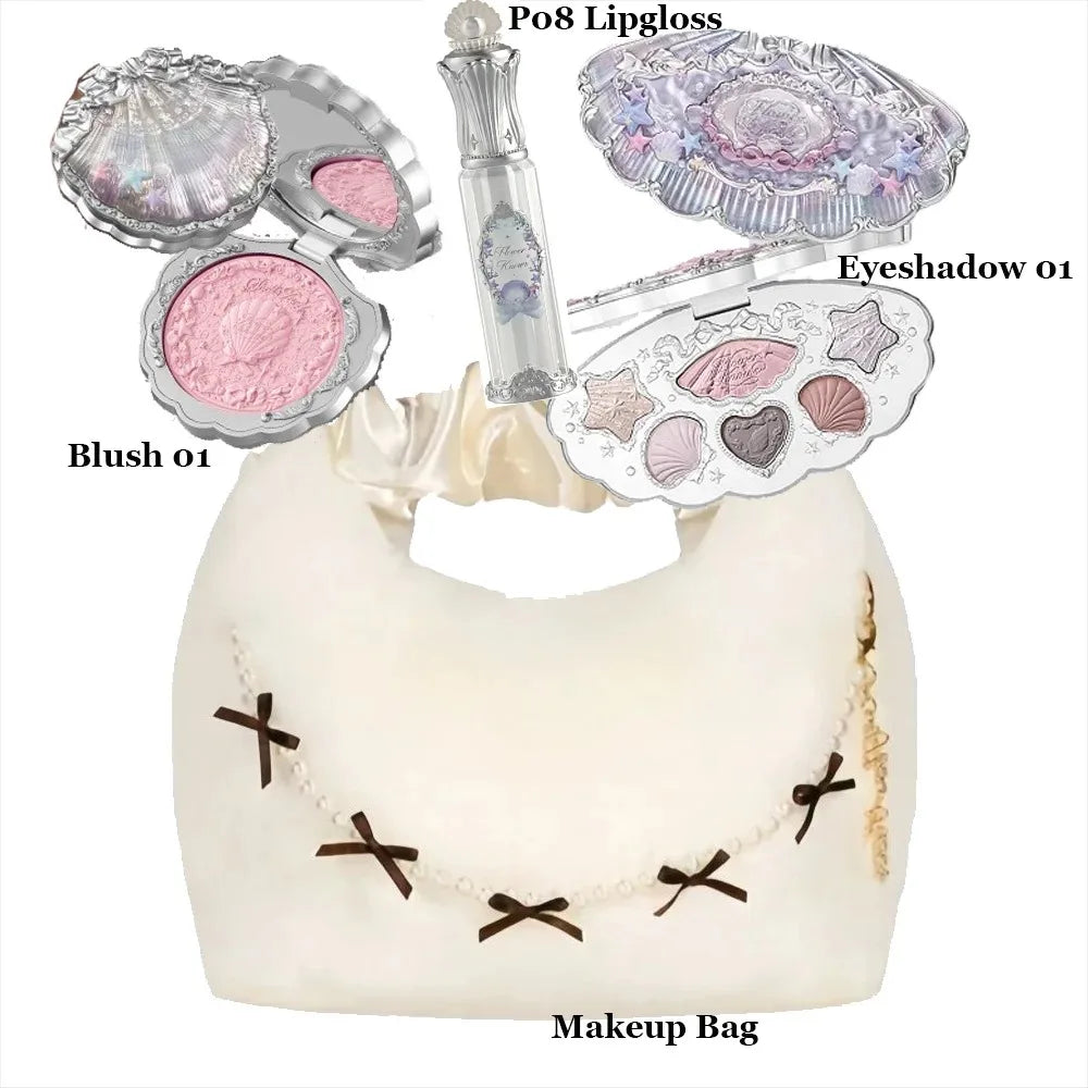 Makeup Flower Knows Set Swan Ballet Series Six Color Eyeshadow Palette Embossed Blusher Shine Lipstick Kit With Bag All In