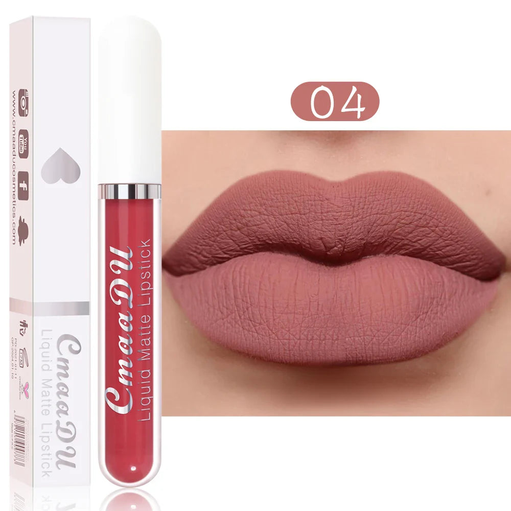CmaaDu 1 Pcs Matte Lip Gloss Liquid Lipstick- Lip Stains with Long-Lasting Waterproof,  Adult Age Range, Red Tones Easy to Color