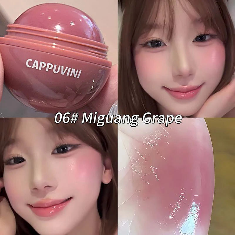 Cappuvini Juice Blush Ball Water Light Blusher Brightening Face Easy Color Multi-Use Blush Makeup Suitable for Lips and Cheeks