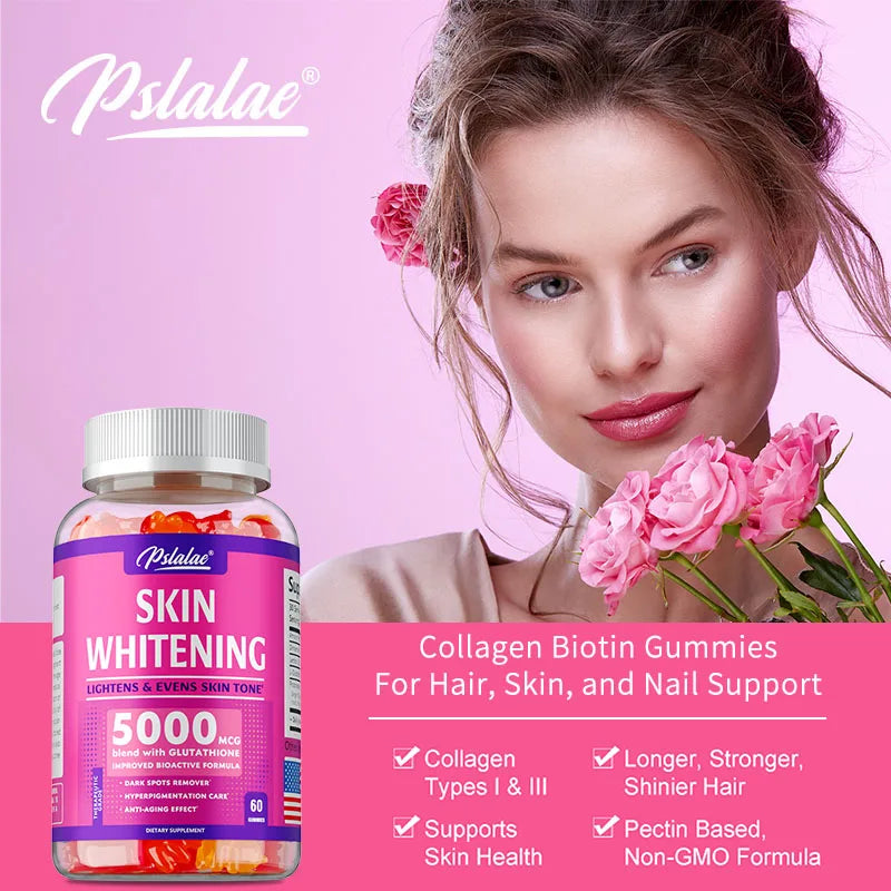 Skin Whitening Gummies - Brighten Skin Tone, Whiten and Anti-aging, Anti-oxidation, Enhance Immunity