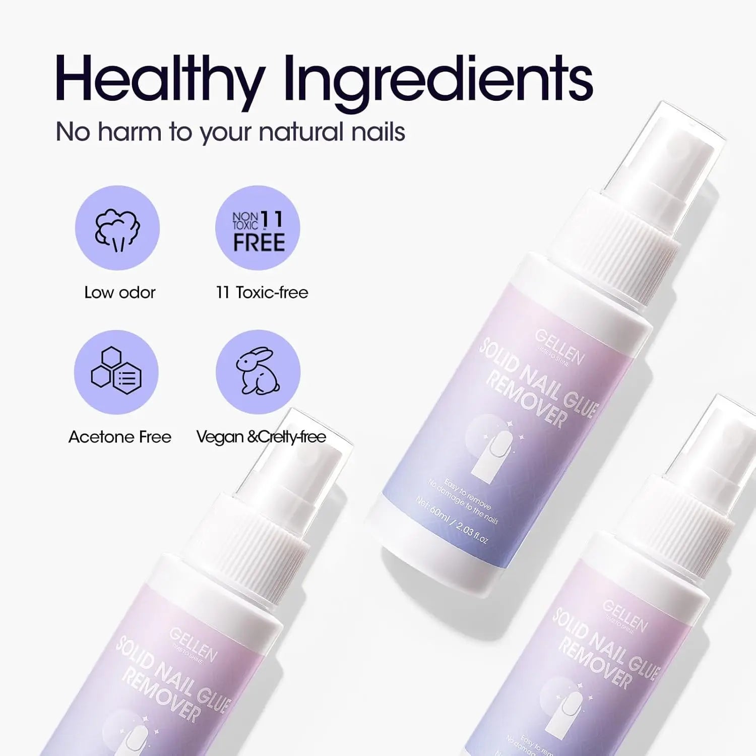 Professional Nail Glue Remover Solid Gel 60ML Quick Soak Off Solution for Press On Acrylic Fake Nails Salon Manicure Care