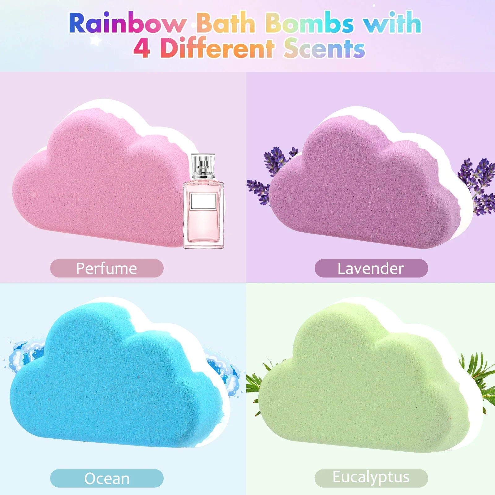 1Pcs/4Pcs Rainbow Bath Bombs Gift Set, Handmade Organic Bath Bombs for Kids Girls, Natural Kid Bubble Bath Fizzy