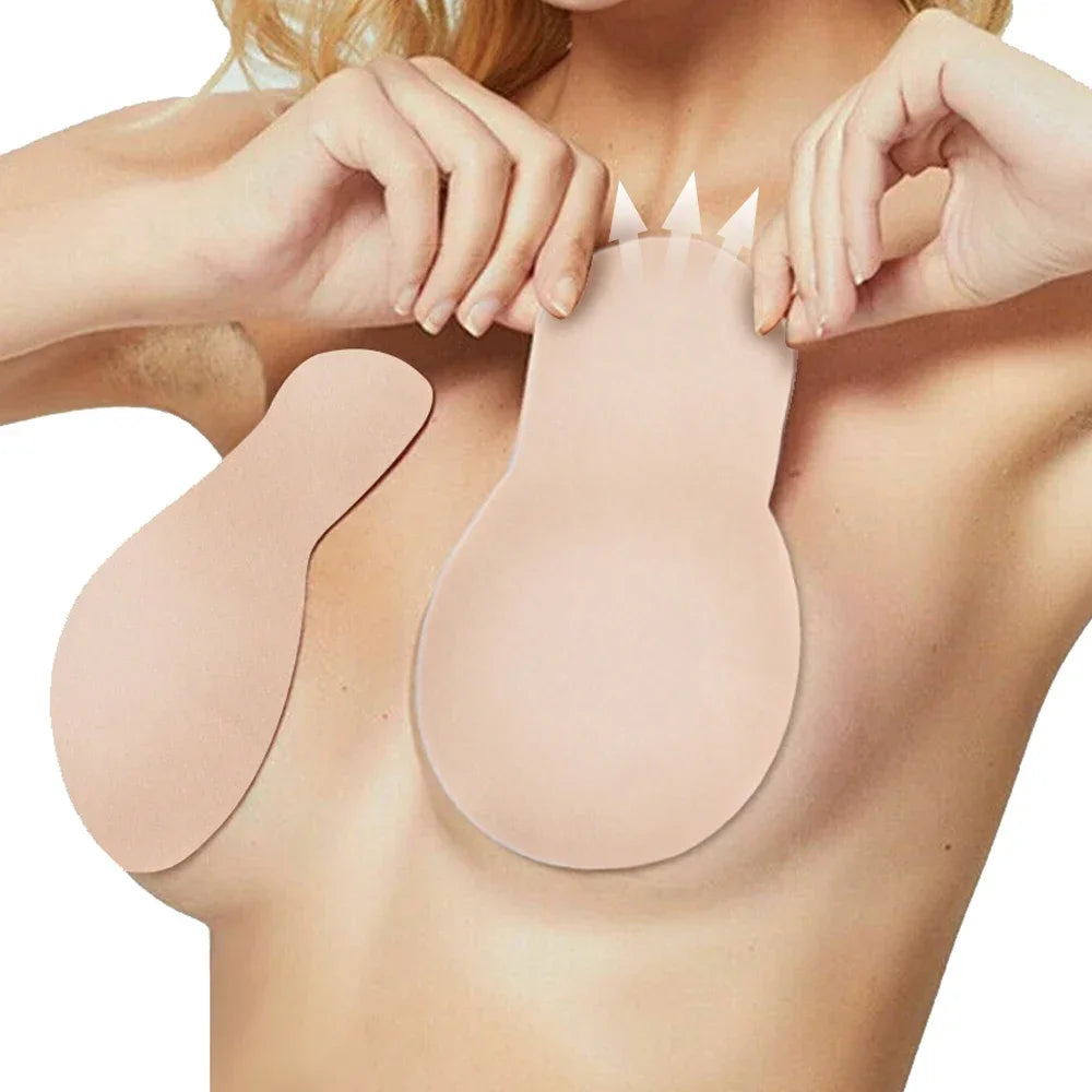 10Pcs Push Up Bras Self Adhesive Silicone Strapless Invisible Bra Women Reusable Sticky Breast Lift Bra Pads Petal Nipple Covers