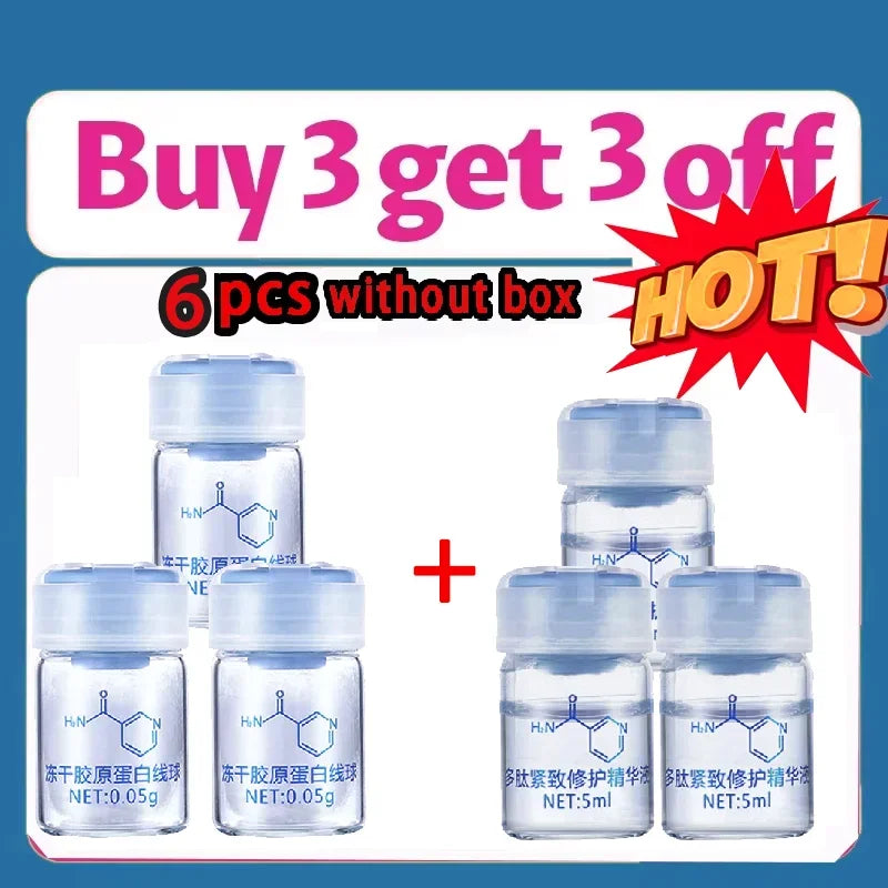 Korea Facial Hydrolyzed Silk Protein Collagen Thread Ball Serum Moisturiz Hydration Lifting Firm Fine lines Essence SkinCare