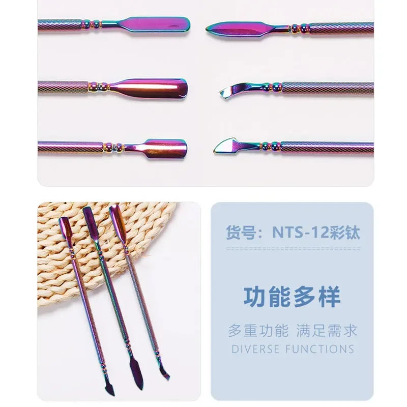 3Pcs Nail Cuticle Pusher Stainless Steel Cuticle Remover Pusher Dead Skin Pedicure Nail Care Clean Manicure Tools