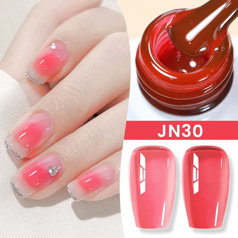 BORN PRETTY Jelly Nude Gel Nail Polish 10ml Light Pink Peach Translucent Color UV Light Cure Gel Varnish Nail Art DIY at Home
