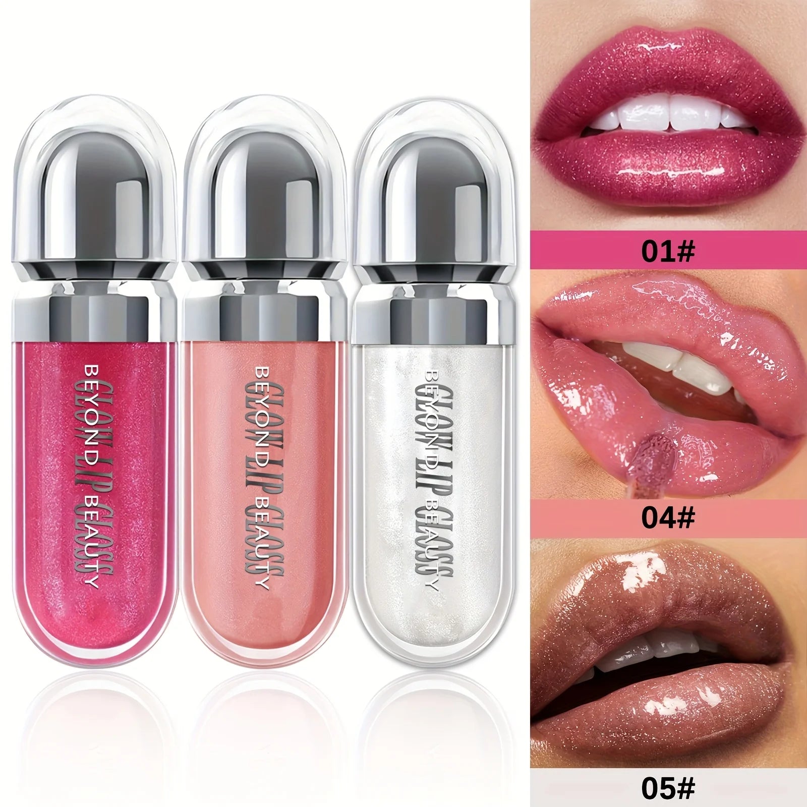 3 PCS Shimmer Moisturizing Lip Gloss, Honey Lip Gloss Essence Non-sticky & Ultra Shine Lip Stain,Lasting Tint Fine Shimmer