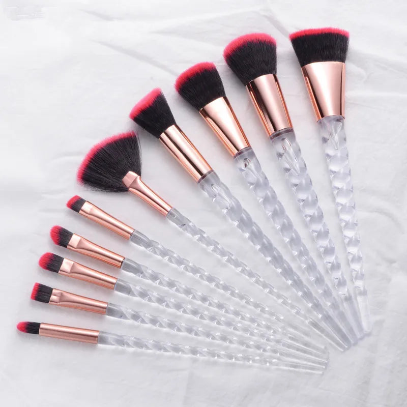 10pcs Unicorn Makeup Brushes Set Diamond Crystal Handle Blending Foundation Powder Eyeshadow Eyebrow Brush Beauty Make Up Tools