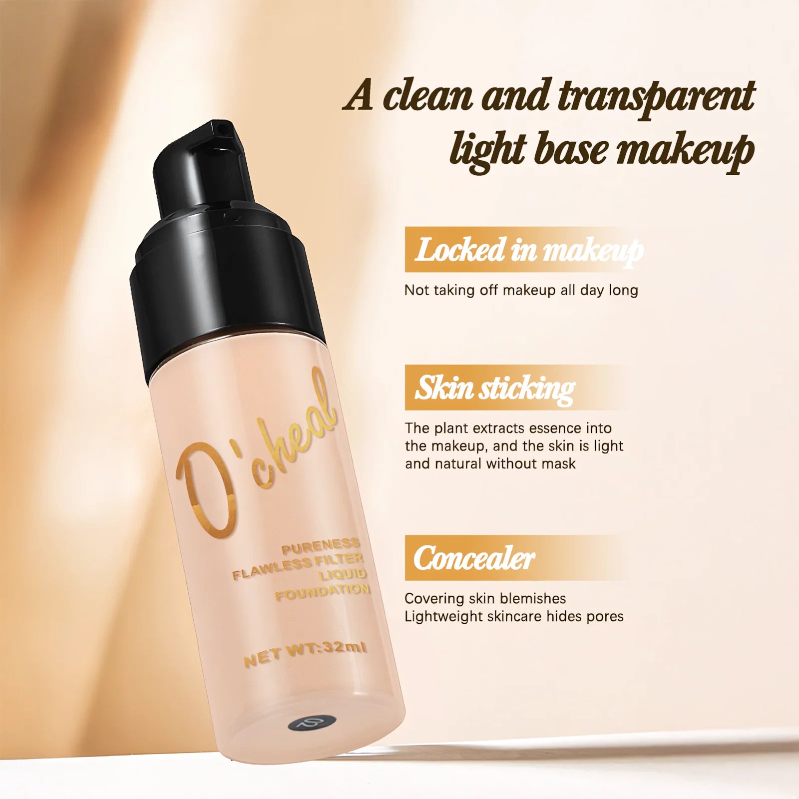 O'cheal Liquid Foundation Cream Oil-Control Matte BB Cream Concealer High Coverage Brighten Skin Waterproof  Facial Cosmetics