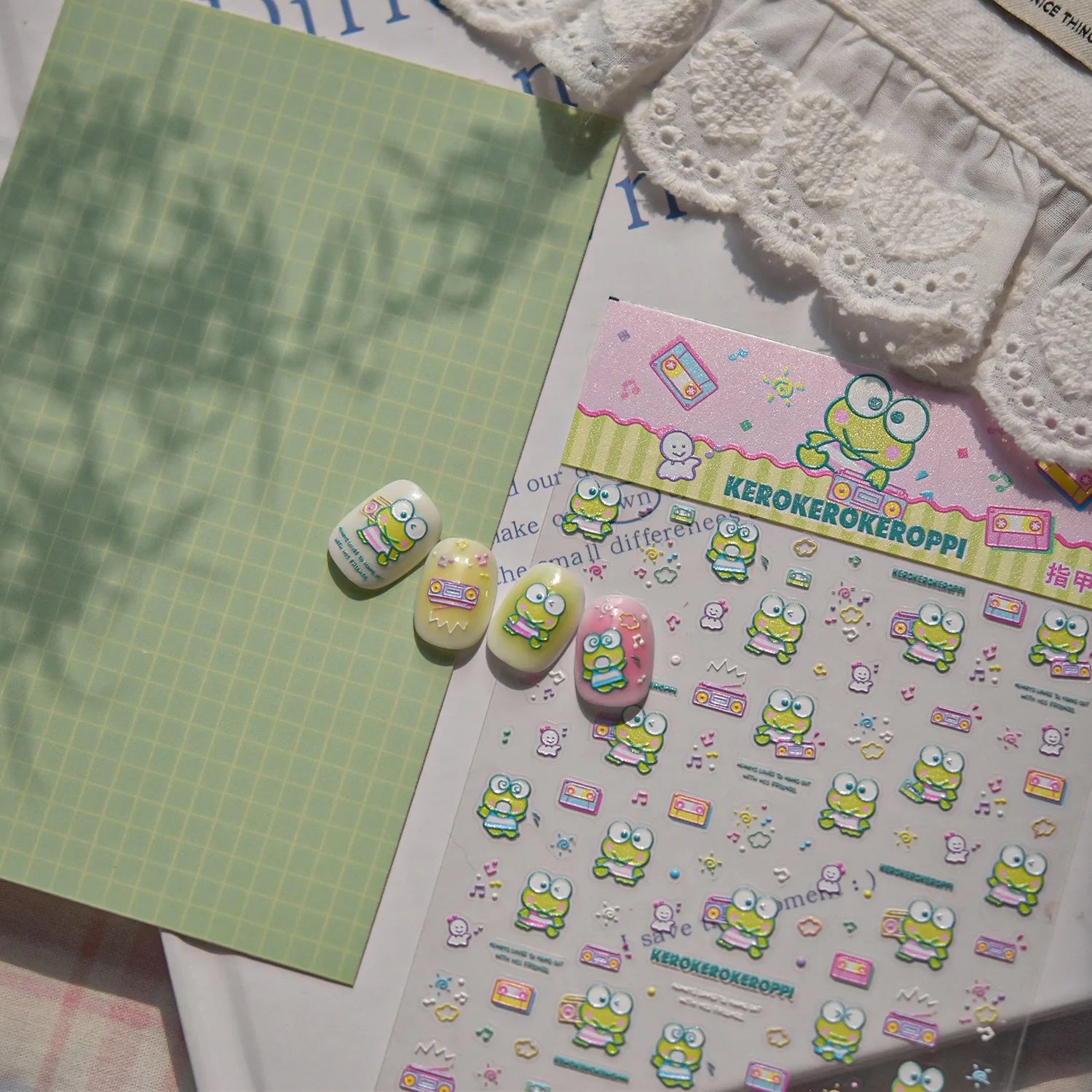 1PCS New Sanrio Family Cartoon 5D Embossed Nail Sticker Cute Hello Kitty Kuromi Pom Pom Purin Decal Nail Decoration