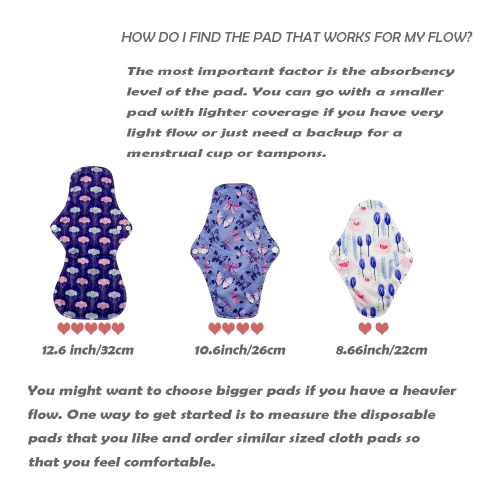 women Reusable menstrual pads for monthly, bamboo charcoal washable sanitary towels for periods, absorbent mama cloth pads 1 pc