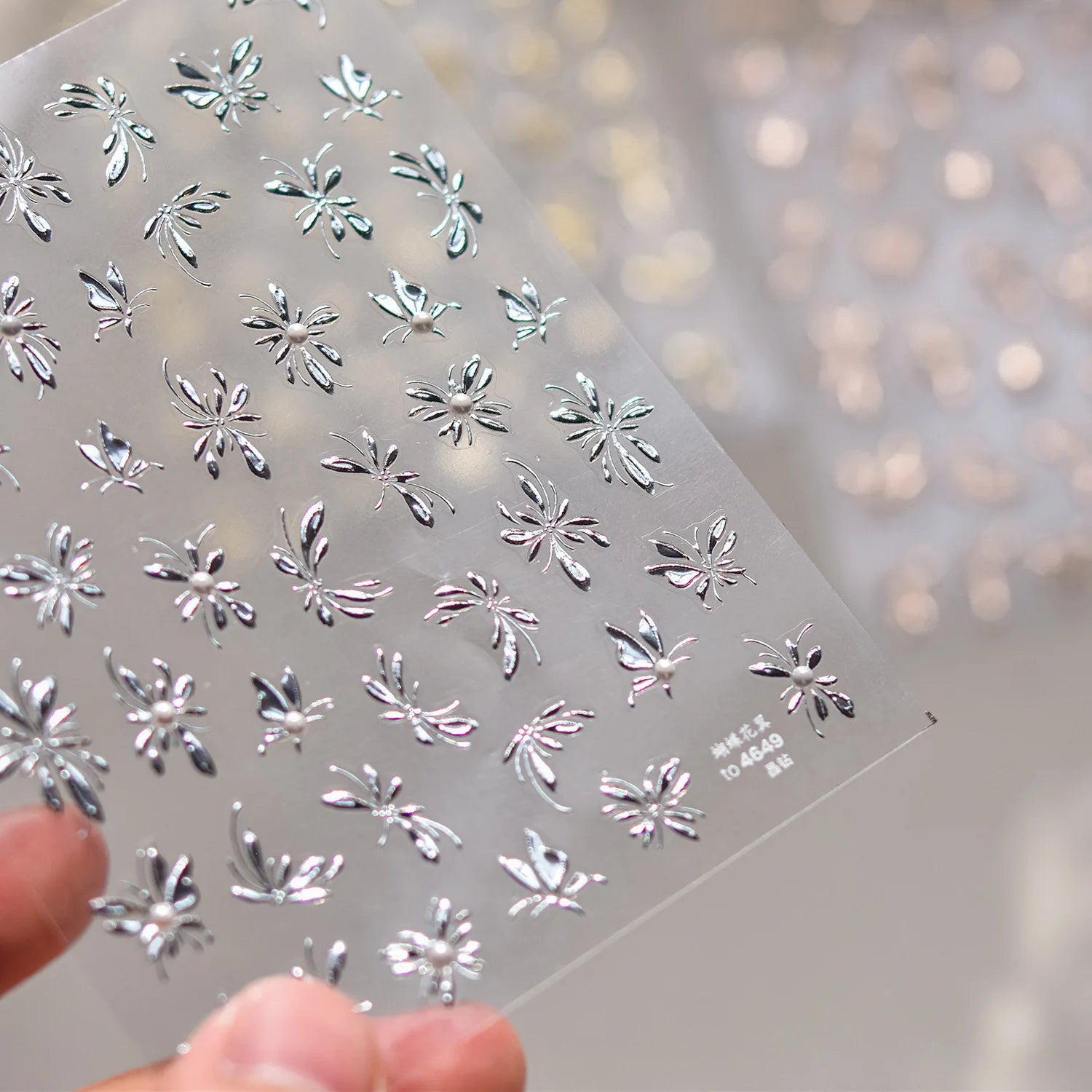 1pcs 5D Glitter Jasmine Flower Nail Stickers Kawaii Embossed Flower Self-Adhesive Nail Art Decorations Decal Manicure Tools DIY