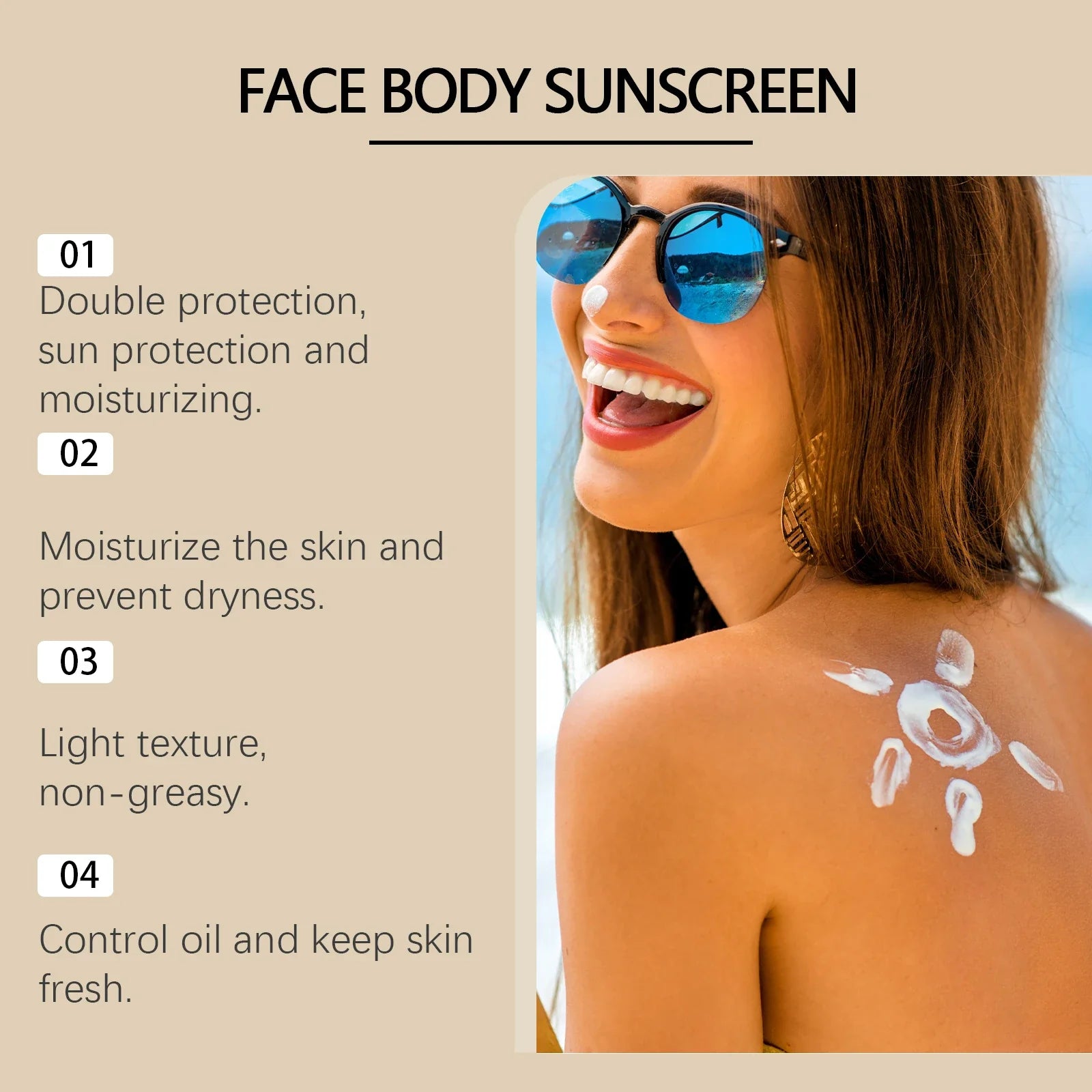 Sunscreen Cream for Face and Body Spf 50+ UV Protective Sun Block Isolation Anti Oxidant Waterproof Moisturizing Skin Sunblock