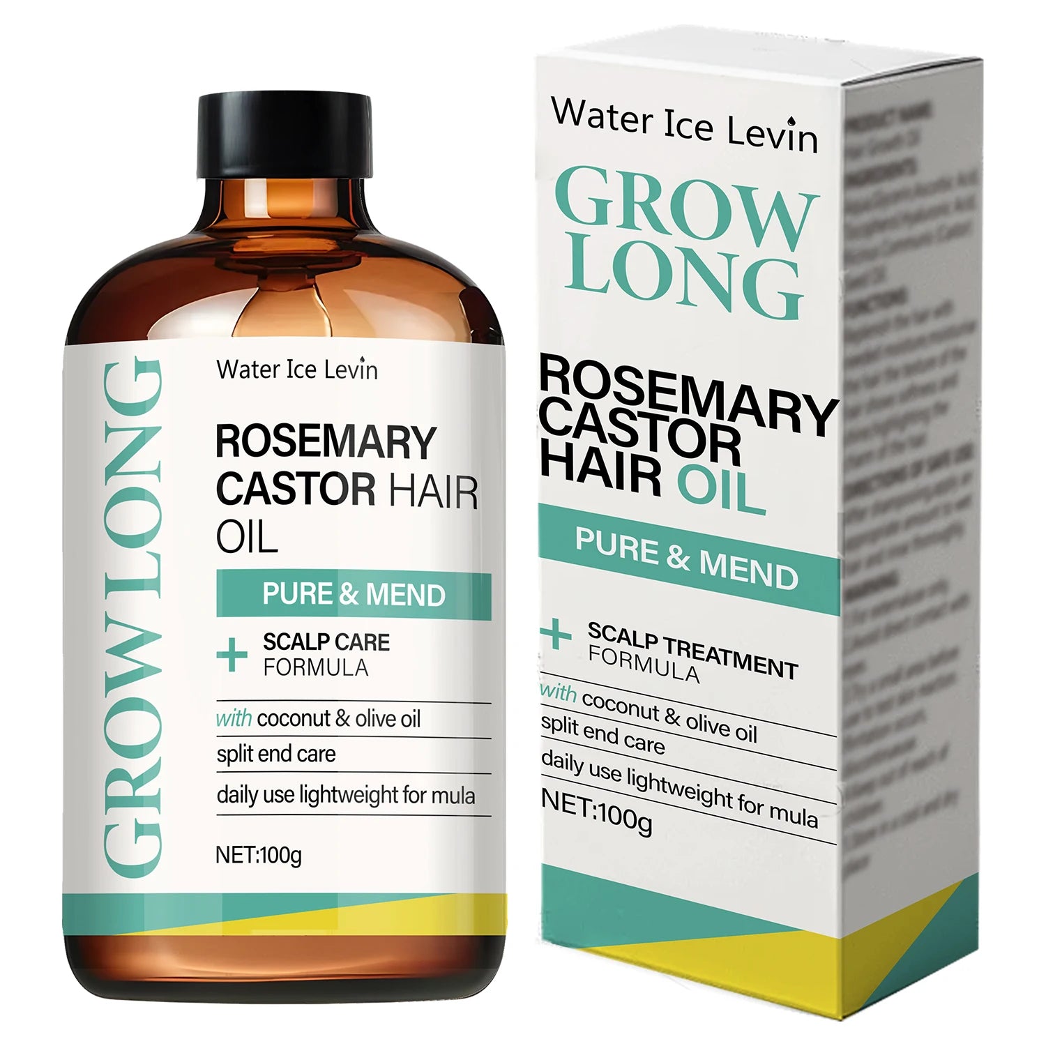 Rosemary Castor Hair Oil - Scalp Care & Split End Repair, Coconut Olive Oil Lightweight Blend, Winter Therapy