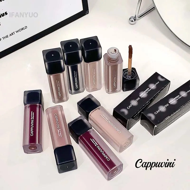 Purple Gothic Lip Gloss Punk Matte Dark Brown Lipstick Nude Lip Tint Waterproof Velvet Liquid Lipstick Lip Satin Korean Cosmetic