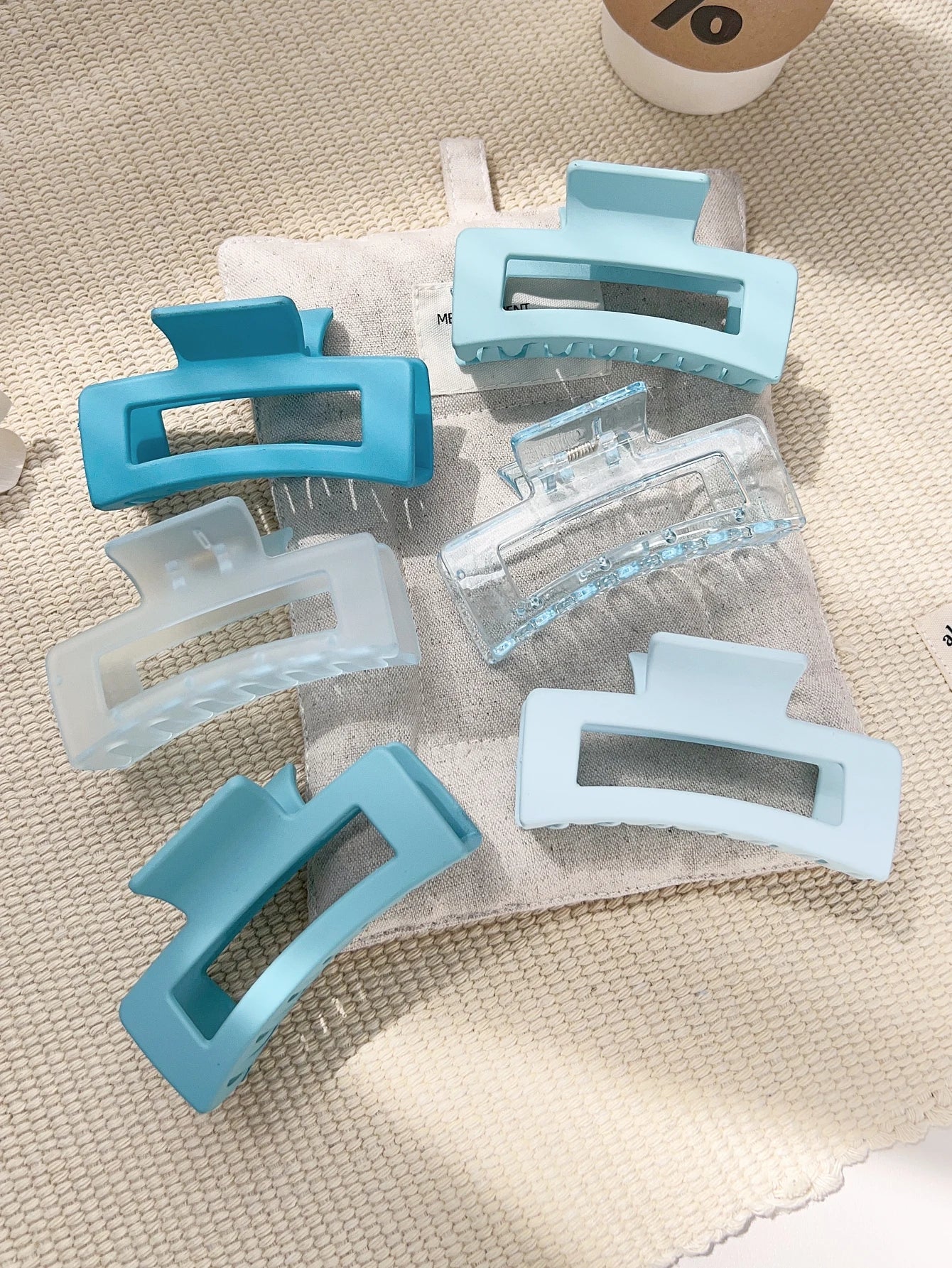 7 Pcs Big Hair Claw Clips 3.4" Non-slip Big Square Matte for Women Girls, Strong Hold Banana Clips for Thick Thin Hair