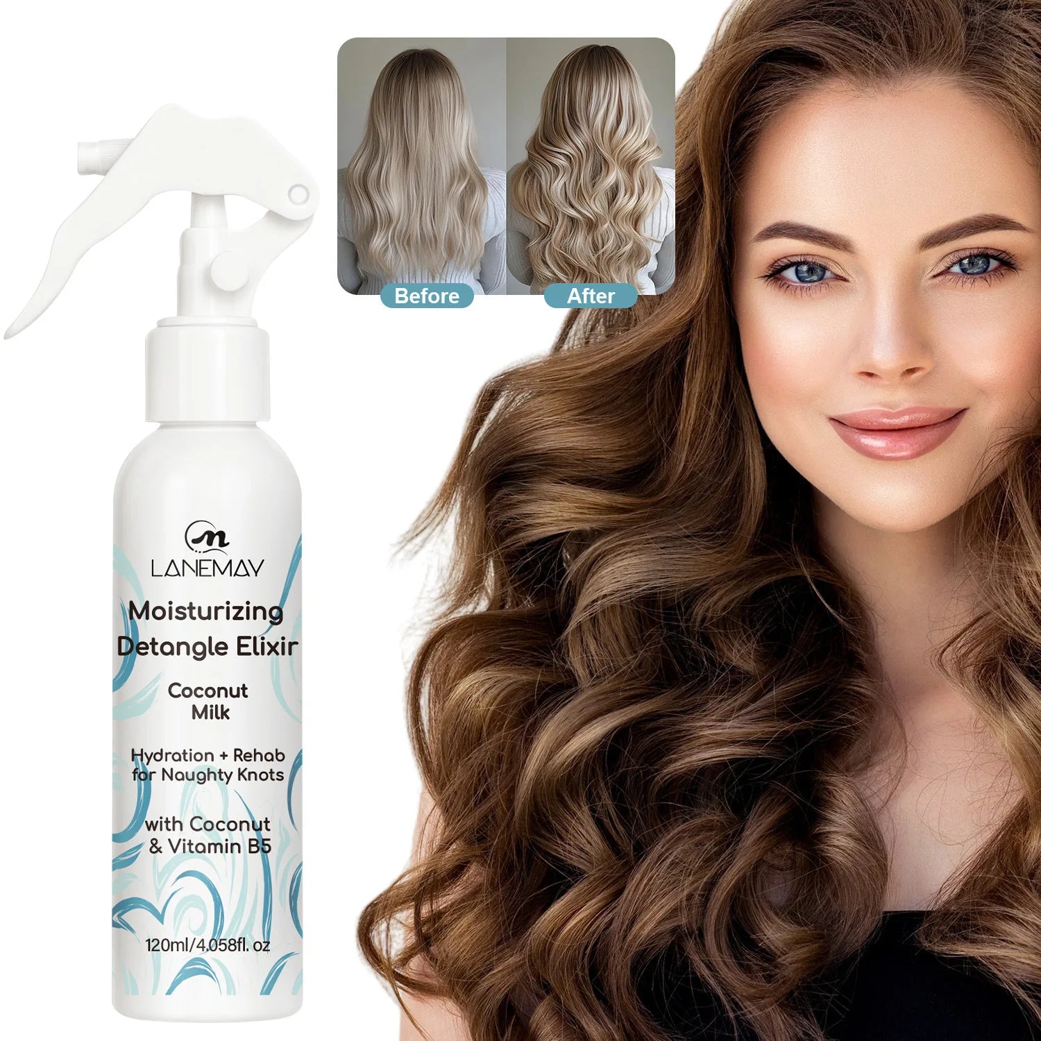 Hair moisturizing detangle elixir Coconut oil conditioner keep your hair moisturized on daily basis and prevents drying 120ml