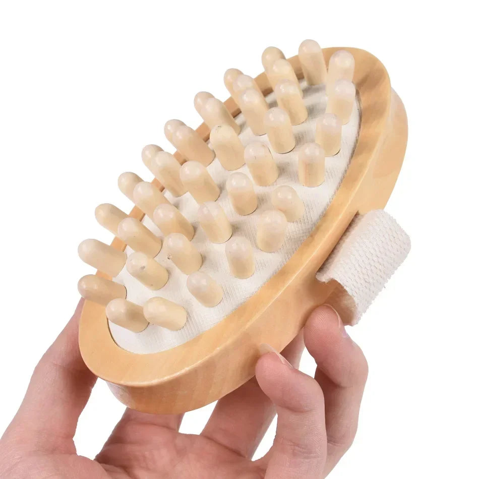 2 In 1 Dry Skin Body Massage Brush Natural Bristle Dead Skin Remover Anti Cellulite Exfoliates Blood Circulation Massage Tools