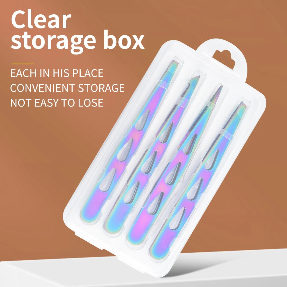 Professional 4pcs Eyebrow Tweezers Set - Precision for Brow Shaping, Beard Plucking & False Lash Application,Eyebrow Tool Set