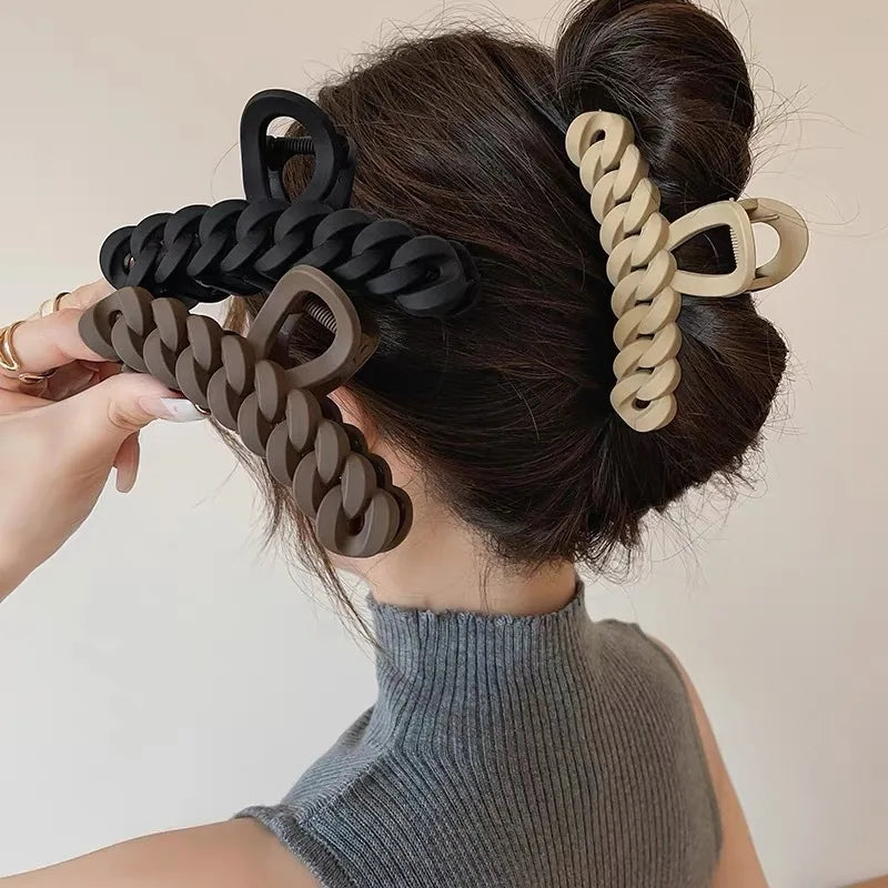 Korean Acrylic Matte Hair Claw Clamp Geometric Cross Hair Crab Clip Barrettes For Women Fashion Hair Accessories Shark Headbands