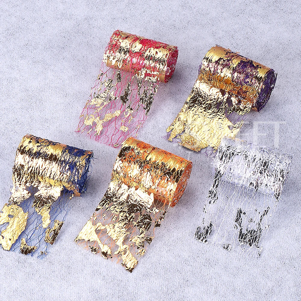 1Box-10pcs Golde Silver Aluminum Nail Foils Paper Nail Art Sticker Decals 3D Mesh Line DIY Design Adhesive Manicure Decorations