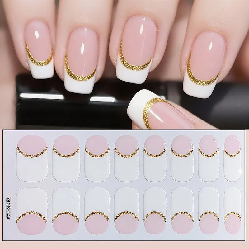 Full Cover Nail Stickers Fashion Nail Polish Nail Decoration Sparkling Glitter Self Adhesive Manicure Designer Nail Art Sticker