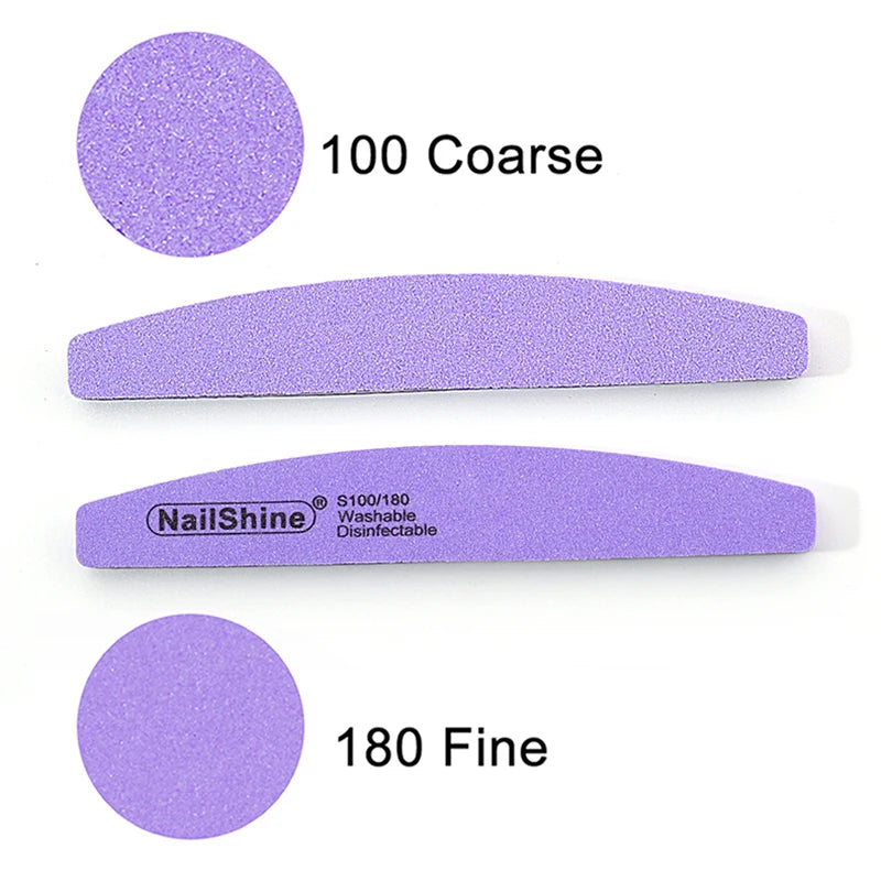 5Pcs Professional Nail File 100 180 Half Moon Sponge Polishing Sanding Buffer Manicure Products Tool Nail Equipment Lime a Ongle