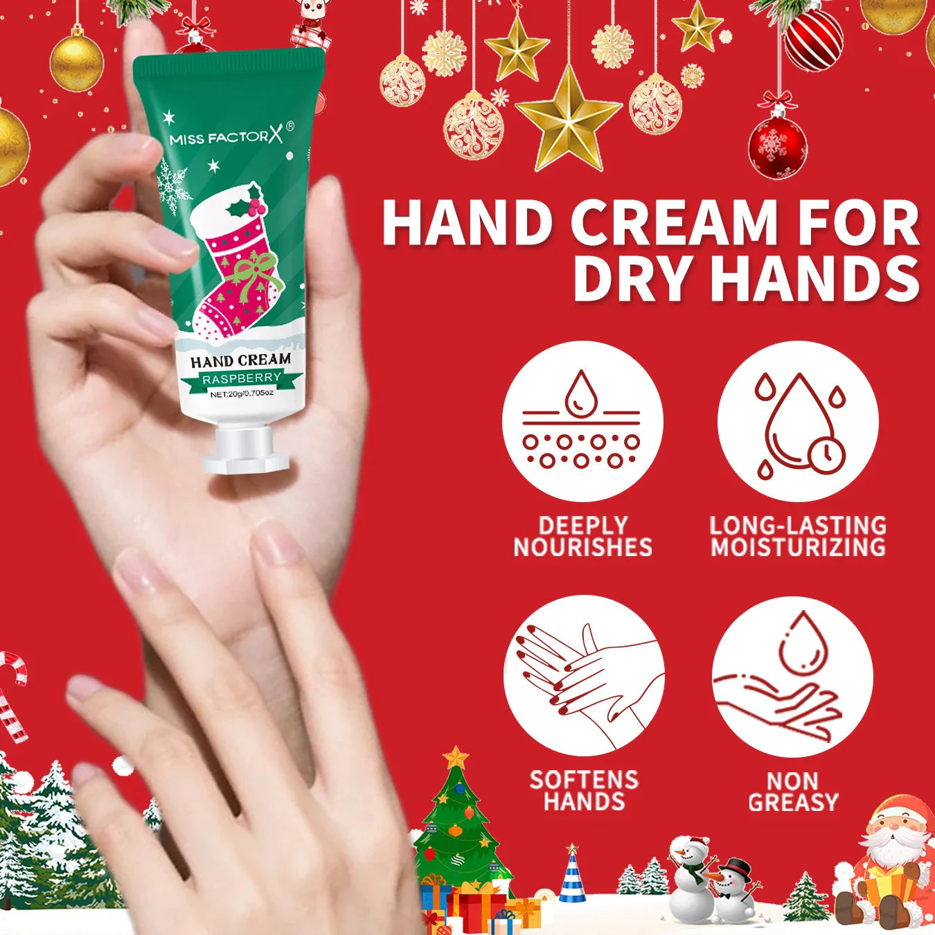 10pcs Christmas Hand Cream Gift Set Moisturizing and Moisturizing Hands, Preventing Drying and Cracking, Lasting Fragrance