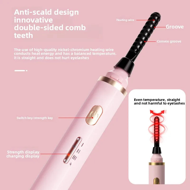 Portable Heated Electric Women Stereotypes Eyelash Curler USB Rechargeable Long Lasting Eyelash Curler Quick Heated Beauty Tools