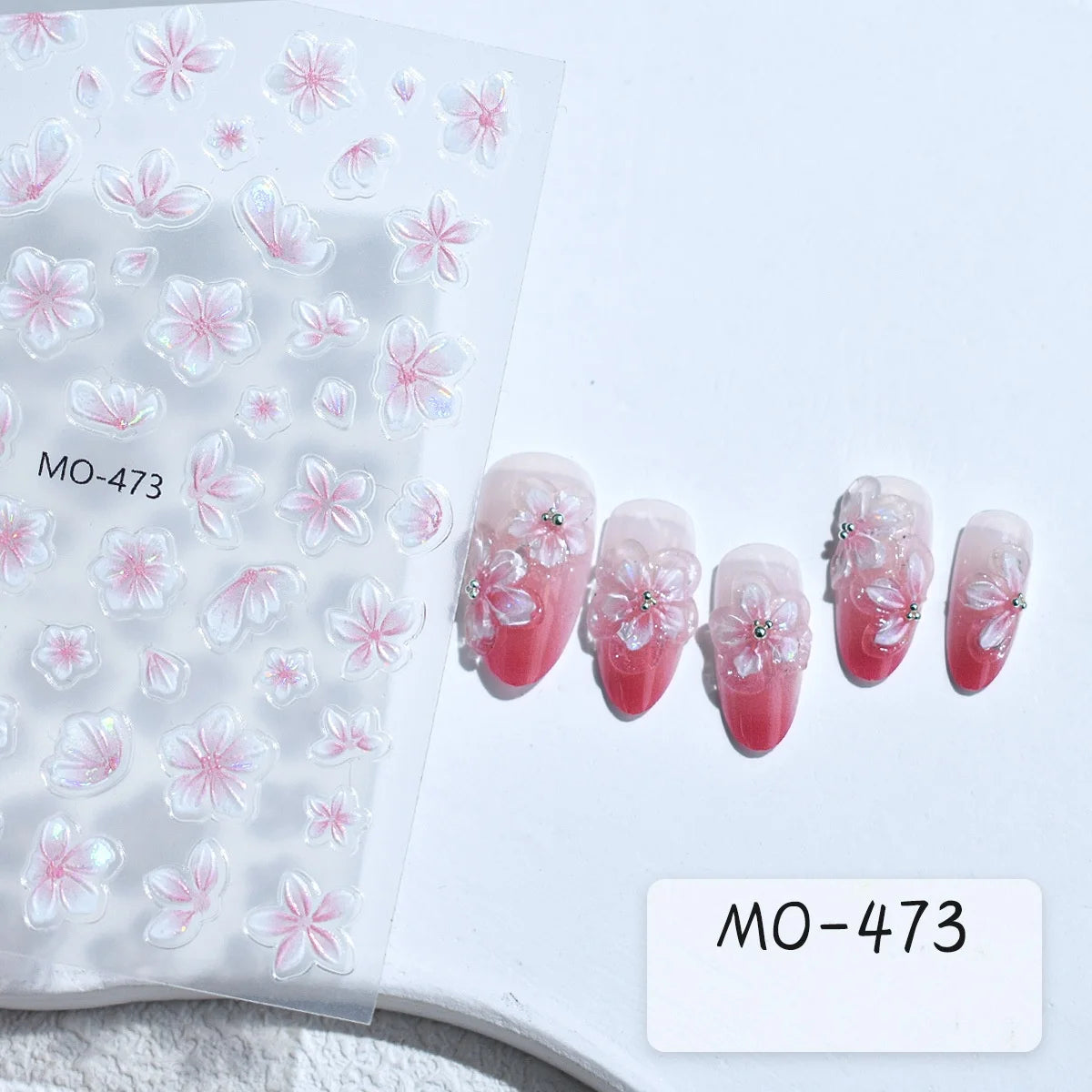 1pcs 5D Glitter Jasmine Flower Nail Stickers Kawaii Embossed Flower Self-Adhesive Nail Art Decorations Decal Manicure Tools DIY