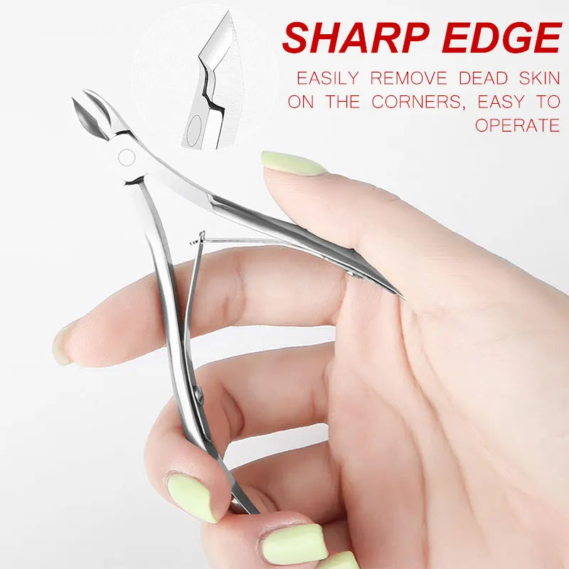 4pcs/set Pro Stainless Steel Nail Art Cutter Scissor 2 Ways Cuticle Clipper Pusher Dead Skin Remover Kit Manicure Pedicure Tools