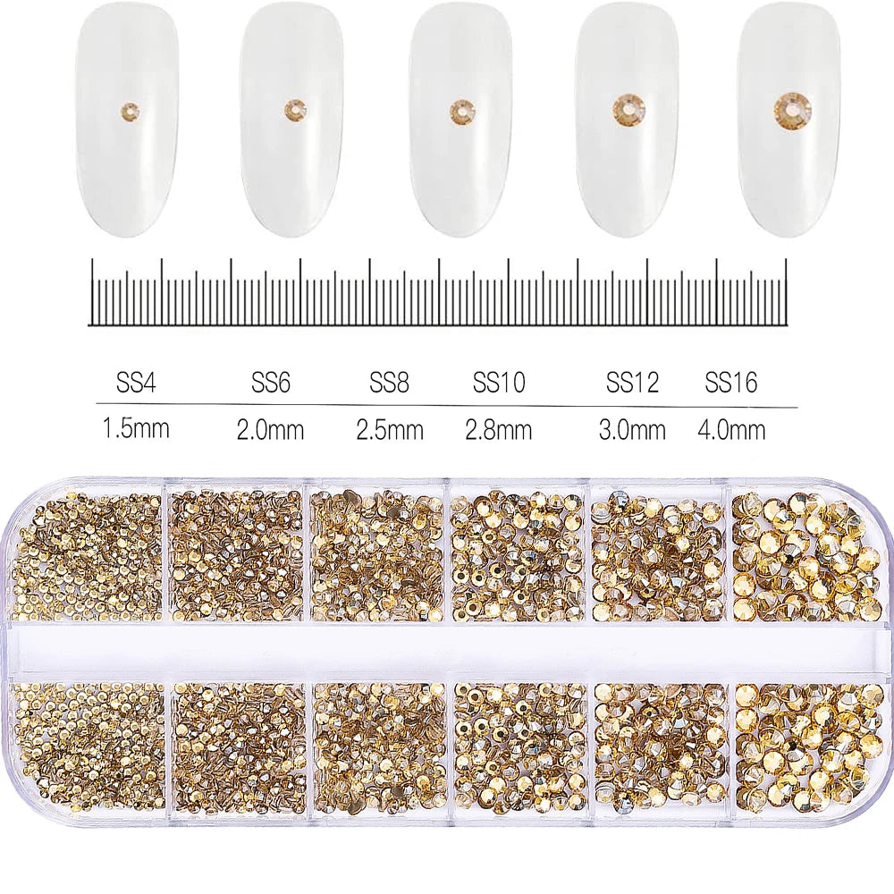 12Grids Pink Mixed Nail Rhinestones Luxury Nail Charms Glitter Crystal Jewelry Gems Nail Art Decoration DIY Manicure Rhinestones