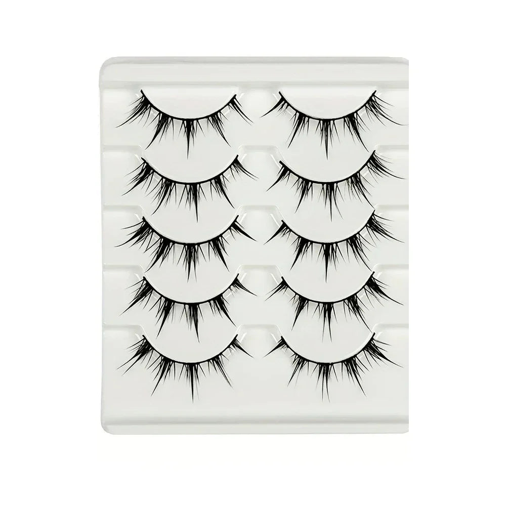 Anime-Inspired False Eyelashes, 5 Pairs Cartoon Eye Faux Lashes, Dramatic Look Demon Style, Volumizing & Lengthening