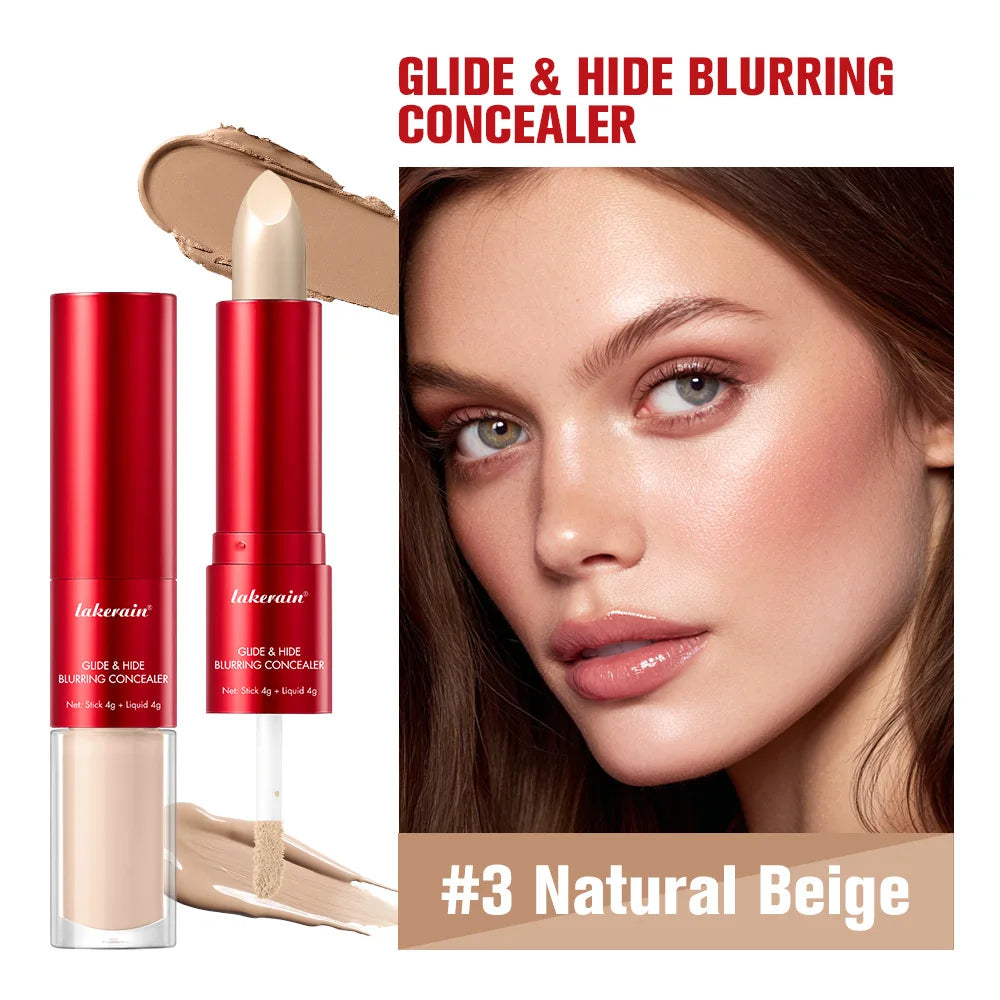 GlideHide Blurring Concealer Creamy texture Conceals dark circles wrinkles Dual formula liquid tip balm stick Long-lastin