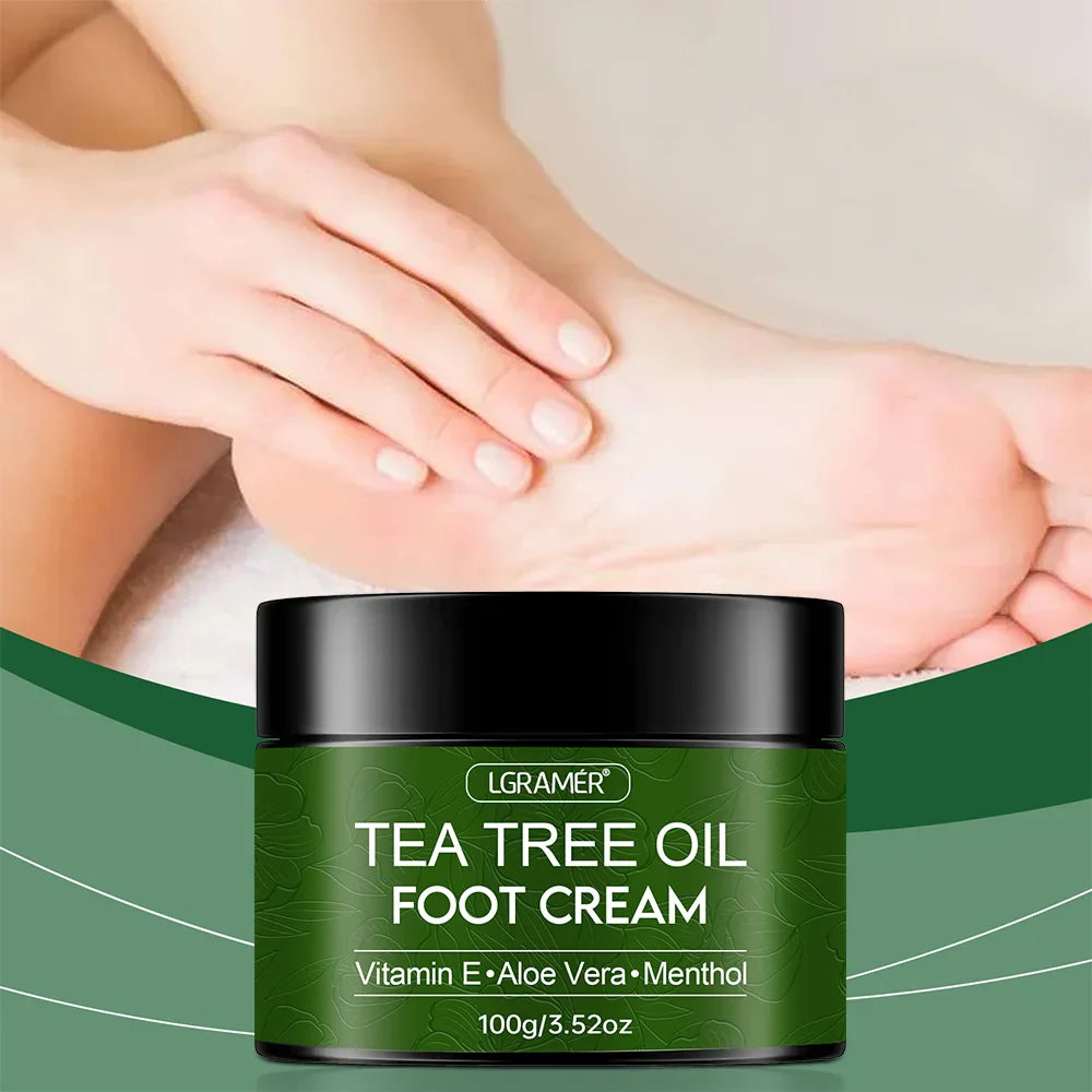 Tea Tree Oil Foot Cream Improves Skin Roughness Softens Cracked Feet Exfoliating Daily Foot Care Solution Lasting Moisturization