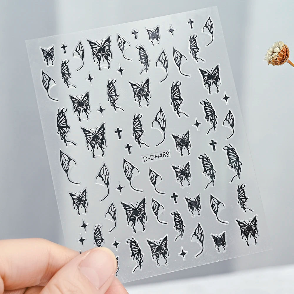 3D Gold Sun/Moon/Star Bronzing Nail Art Sticker 8*10cm Laser Star Moon Design Nail Decal Gold Silver Self-Adhesive Slider &*&