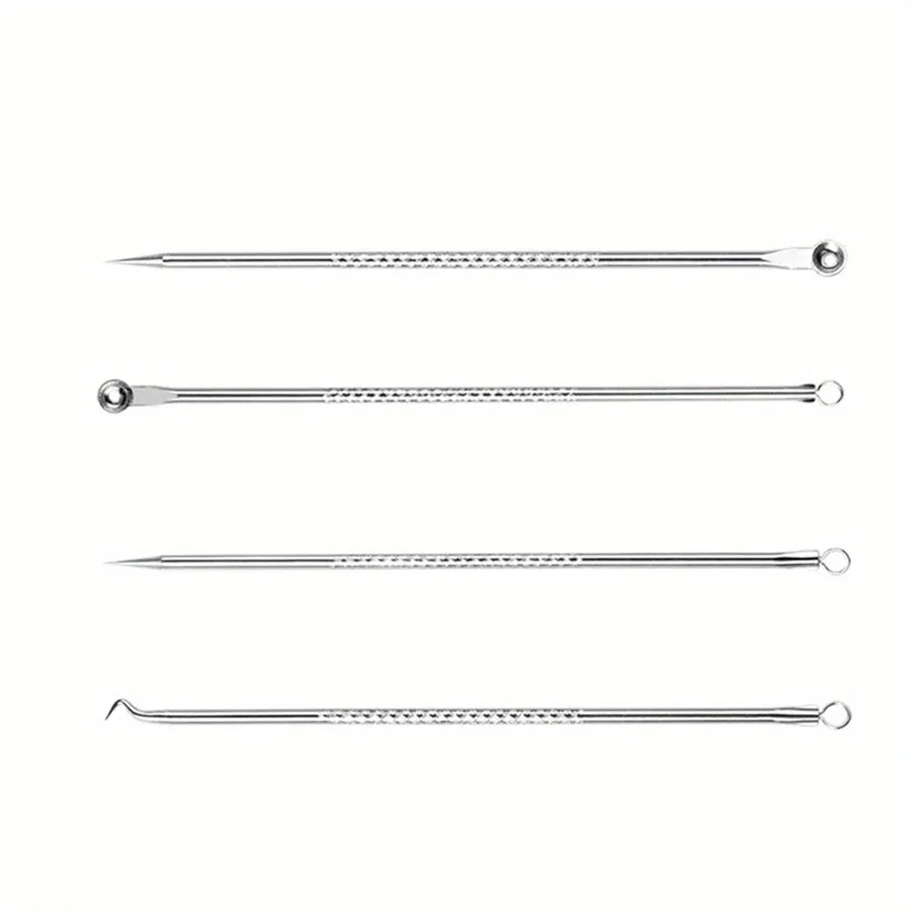 Blackhead Acne Pimple Blemish Extractor Remover Kit Stainless Steel Needles Remove Tools Face Skin Care Pore Cleaner 4pcs/bag