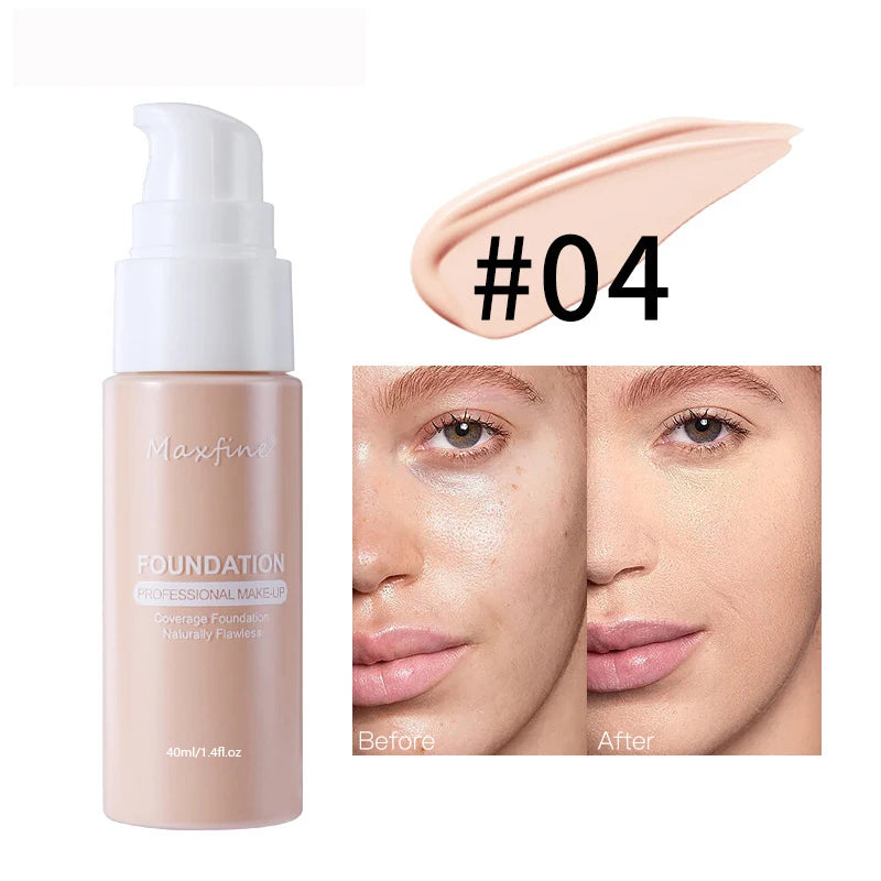 12 Shade Liquid Foundation with Long Lasting Oil Control Concealing Hydrating Lightweight Fine Texture and Non Cakey 1PCS