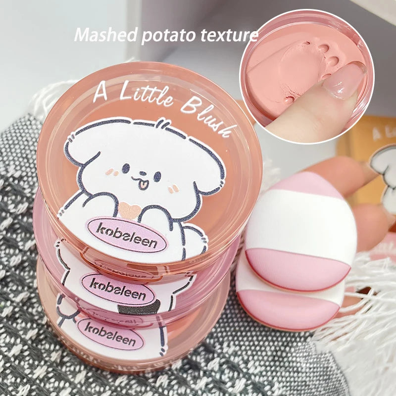Cat Paw Cream Blush With Thumb Powder Puff Natural Matte Brighten Purple Apricot Rubores Cute Blusher Rouge Korean Dupes Makeup