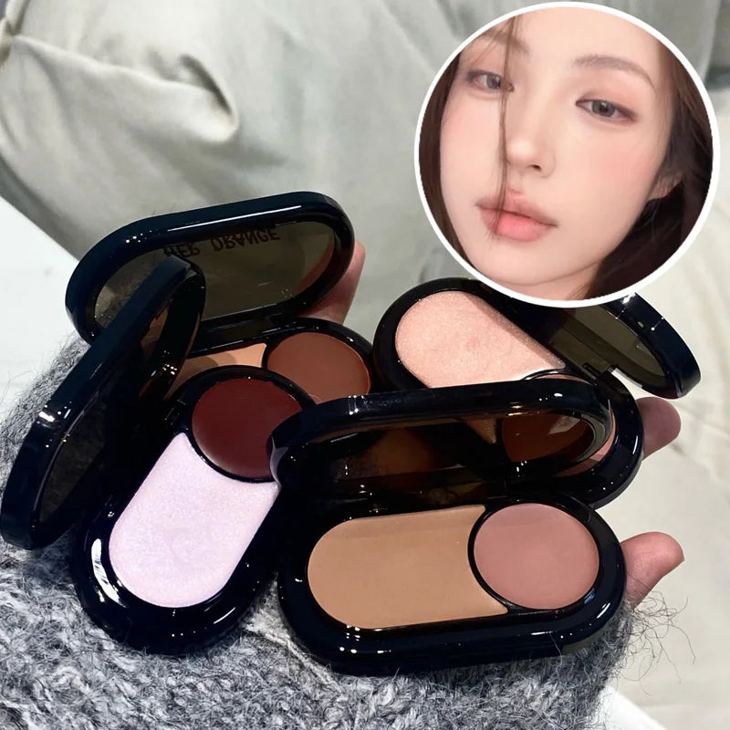 Herorange Crimson Shadow Dual-Color Multi-Use Cream Has a Fine Texture, Long-Lasting Color, Natural Nude Makeup, Pearlescent Matte Highlighter Blush Cosmetics