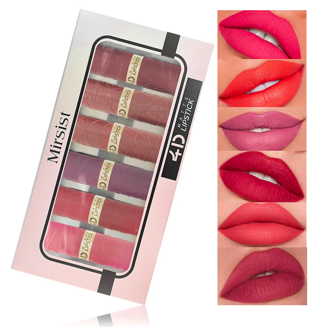6Pcs Velvet Matte Lipstick Set Long Lasting Waterproof Lip Makeup Non Stick Moisturizing Lip Tint For Women Sexy Beauty