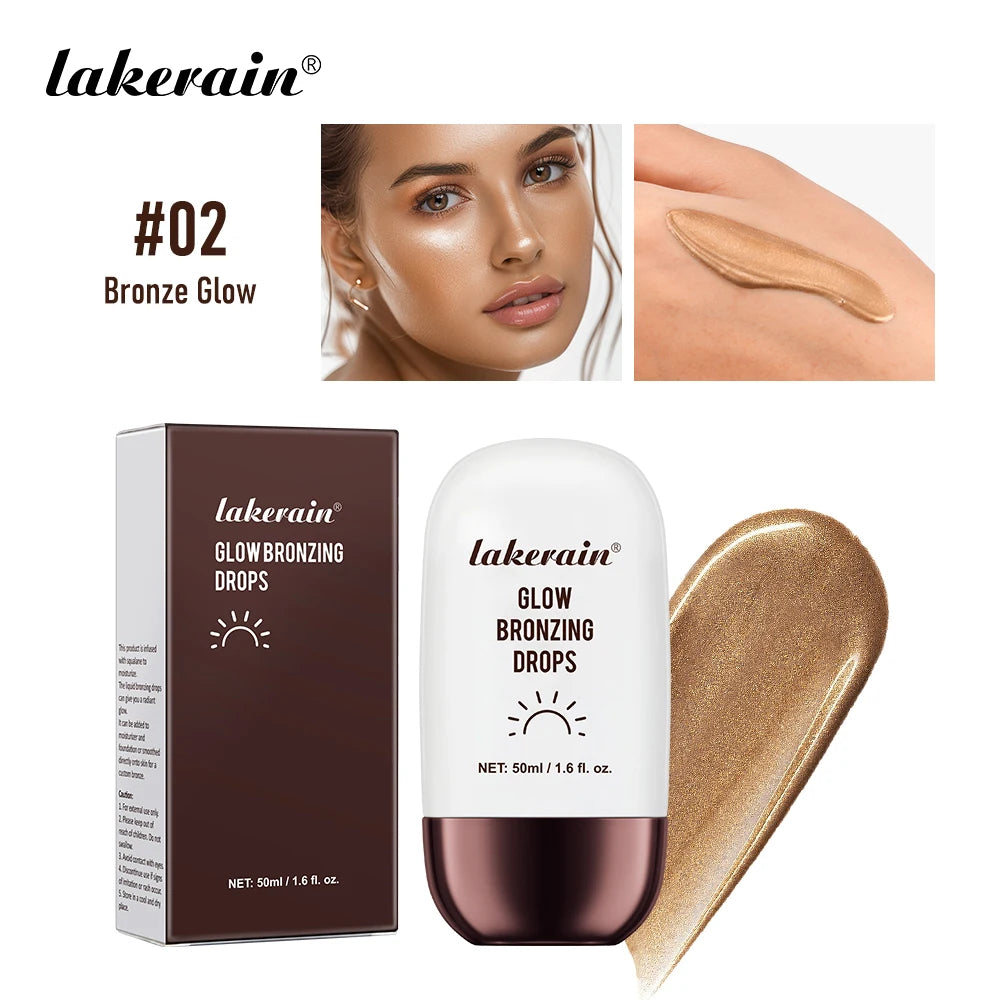 Lakerain Glow Bronzing Drops Nourishing Non-greasy Natural Glow Liquid Bronzer Cream Skincare Makeup Sunkissed Complexion